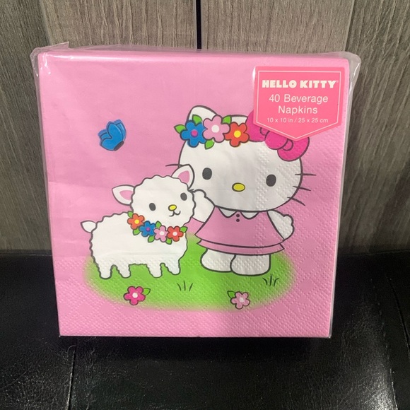 Sanrio Hello Kitty Baby Lamb Pink Spring Set of 40 Beverage Napkins New Package - Picture 1 of 10
